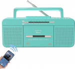 WTB-795 Retro kassetim&auml;ngija USB/Bluetooth/AM/FM raadiostereo, sisseehitatud mikrofoniga salvestaja, kassettide MP3 muundur, suur k&otilde;lar, k&otilde;rvaklapipesa, kaasaskantav (roheline)