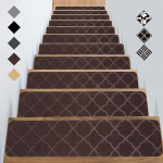 GOYLSER trepimatted trepivaip Enesekleepuvad trepimatted libisemisvastane trepivaip Ristk&uuml;likukujuline libisemisvastane vaip lastele lemmikloomadele Pruun (76 x 20 cm, 15 tk)