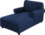 Arm Chaise Longer,Stretch Sofa Slipcover for Living Room Double Arm Lounge Chair Furniture Protector for Bedroom Machine Washable (Navy)