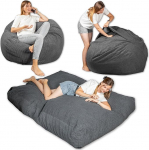 bananair - XXL Bean Bag Bed, Easily Transforms Into a Comfortable and Soft Floor Mattress, Corduroy Fabric and Foam Filling, Versatile Bean Bag Bed, Futon, Foldable Mattress (Dark Grey)