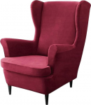 Domidekor Wing Chair Cover - Tooli kaitse Bordeaux - Stretch Arm Chair Cover - Strandmon Arm Chair Cover - Arm Chair Cover Elastic Velvet Velour Dirt-Repellent - Oeko-Tex 100