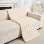 SHANNA Plush Faux Mink Velvet Tepitud diivanipadi katted Shell Edge Elegance Diivan Slipcover Universal Corner Diivan katted libisemisvastase seljaga elutuppa (Beige Wood Look, 70 x 180 cm)