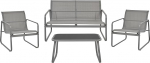 Beliani Barrea Lounge Set Metal Grey 4-kohaline laud aiasohva tugitool