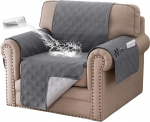 BellaHills Sesselbez&uuml;ge, 100 % wasserdicht, rutschfest, Sofa-Schonbez&uuml;ge, waschbar, mit elastischem Band, Sofaschoner von Haustieren und Katzen (Stuhl 55,9 cm, Grau)