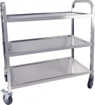 TAIMIKO Large Stainless Steel Kitchen Trolley, 3 Tier Trolley, Restaurants, Serving Trolley, Storage Trolley with Lockable Wheels, Garage, Restaurants, Hotels... (750 x 400 x 835 mm, 3 Tiers)