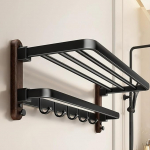 ITHKFU r&auml;tikuriiuli seina r&auml;tikuhoidja puurimata vannituba must seinariiul vannituba 5 r&auml;tikukonksuga k&ouml;&ouml;gir&auml;tikuhoidja