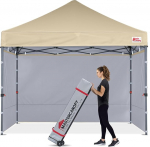 Mastercanopy Pop-Up Gazebo, 2,5 x 2,5 m, kokkupandav Gazebo, telk, peotelk 4 k&uuml;lgseina ja k&uuml;lgpaneelidega turule, aeda, &otilde;ue, beež