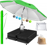 4smile p&auml;ikesevarju koos statiiviga 3 komplektiga, roheline, rannavarju, sisaldab vihmavarju katet ja t&auml;idetavat p&auml;ikesevarju statiivi, rannavarju, r&otilde;du vihmavarju, &uuml;mmargune, reguleeritava k&otilde;rgusega, painutatav