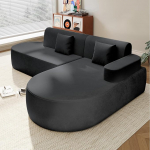 AVAWING nurgadiivan, puhas vaht paigaldus vaba nurgadiivan, L-kujuline elutuba, must parempoolne k&auml;etugi