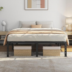 Yaheetech voodiraam 36 cm H metallist voodi lamellip&otilde;hjaga, metallist voodiraam, kaasaegne kaheinimesevoodi, &uuml;heinimesevoodi, lihtne kokkupanek, must, 160 x 200 cm