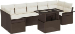 8-teiliges Garten-Sofa-Set mit Kissen Braunes Poly-Rattan, 2-Sitzer Garten-Sofa mit Stauraum & Kissen Braunes Poly-Rattan Gartenlounge Model3356971