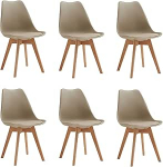 6 moodsa s&ouml;&ouml;gitooli komplekt, skandinaavia toolid, t&auml;ispuidust p&ouml;&ouml;gijalad, pehmendusega toolid k&ouml;&ouml;ki, s&ouml;&ouml;gituppa ja elutuppa (pruun)