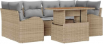 7-teiliges Garten-Sofa-Set mit Kissen Beige Poly-Rattan, 2-Sitzer Garten-Sofa mit Stauraum & Kissen Beige Poly-Rattan Gartenlounge Model3358275