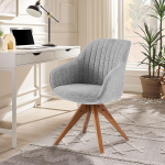 Zouron p&ouml;&ouml;rlev s&ouml;&ouml;gitoatool, hall linasest polsterdatud tool, k&auml;etugi, k&ouml;&ouml;gitool, t&auml;ispuidust jalad, maksimaalne koormus 130 kg, istmepind 43 x 43 cm (hallid t&auml;ispuidust jalad, 1 tk)