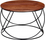 Wohnling Sheesham kohvilaud t&auml;ispuidust/metallist 60 x 40 x 60 cm elutoa laud &uuml;mmargune pruun diivanilaud moodne puidust laud elutuba industrial