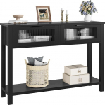 GarveeHome sissep&auml;&auml;sulaua, puidust konsoollaud 2 klaasist sahtliga, kahekorruseline diivanilaud koos hoiuruumiga elutuppa, k&uuml;ljelauad sissep&auml;&auml;sualale