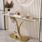 Generisch Schmaler Konsolentisch im Industriestil - luxuri&ouml;ser Goldener Akzenttisch mit Metallrahmen, Langer Eingangstisch f&uuml;r Wohnzimmer, Flur, Foyer - 80 cm