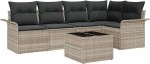 6-teiliges Garten-Sofa-Set mit Kissen grau Poly-Rattan, 2-Sitzer Garten-Sofa mit Stauraum & Kissen hellgrau Poly-Rattan Gartenlounge Model3354041