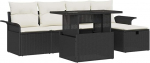 6-teiliges Gartensofa-Set mit Kissen Schwarz Poly-Rattan Gartenlounge Model3359664