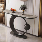 Konsolentisch Schmaler Konsolentisch, Moderner Luxus-Flur-Eingangstisch F&uuml;r Foyer, Wohnzimmer Und Schlafzimmer, Einfache Montage(Black,130cm/51.2in)