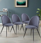 Hallowood Furniture Dining Room Chairs, Set of 4, Soft Padded Dining Room Chairs, Set of 4 Scandinavian, Dark Grey Fabric Dining Chairs with Metal Legs for Home, Office & Cafe (Dark Grey)