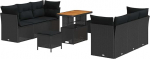 Gartensofa-Set mit Kissen 9 tk Schwarz Poly-Rattan Gartenm&ouml;bel Model3361439