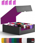 ZLCA Trading Card Storage Box, Commander Card Deck Case mahutab 2400+ kaarti, MTG Deck Box 4 pistikutega, Magic Card Organiser for TCG PTCG Cards (Black & Purple)
