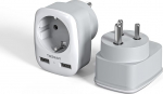 TESSAN India reisiadapter USB-ga, 3-in-1 reisipistik, India vooluadapter, adapter Sri Lanka, Nepal, 1-kohaline adapteripesa 2 USB-ga, 2500 W Type D pistikupesa adapter, hall, 2 tk.