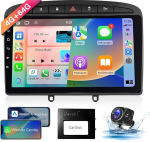 8 Core 4 + 64G: Hodozzy Carplay autoraadio Peugeot 308/408 2010-2013, 9-tolline puuteekraaniga Android autoraadio Android Car/WiFi/GPS/RDS/FM/Bluetooth/USB + tagurduskaamera
