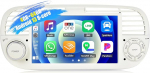 [8-tuumaline] 4+64G SIXWIN Android 13 Carplay/Android autoraadio Fiat 500 2007-2015.7-tolline puutetundlik raadio GPS WiFi Bluetooth 5.0 USB FM RDS DSP Mirror Link + 32 Band EQ (valge)