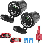 2 sigaretis&uuml;&uuml;taja USB 12 V autolaadija pistikupesa PD USB-C ja QC 3.0 auto&uuml;hendus veekindel sigaretis&uuml;&uuml;taja toide 60 cm kaablid ja paneelikomplekt 30 mm augusahaga matkaautole jne.