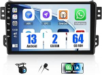 SIXWIN 2+64G Android 13 autoraadio Suzuki Splash Ritz/Opel Agila 2004-2014 koos Carplay/Android Car/Mirrorlink, 9-tolline mahtuvuslik puuteekraan toetab WiFi/GPS/FM/Bluetooth/SWC + tagurduskaamera + MIC