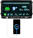 Android 14.0 autoraadio VW Golf Passat Touran Seat Skoda juhtmevaba Carplay / Android auto, 9-tolline raadio 4+64GB toetus Bluetooth WiFi 4G GPS navigatsioon DSP FM AM RDS SWC