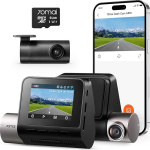 70mai Dashcam auto eesmine tagumine A510, 2.7K 1944P+1080P Dash Cam STARVIS 2 Dual HDR Night Vision, autokaamerad koos parkimise j&auml;lgimise, GPS, G-sensor, ADAS, Loop salvestamine, App Control, 64GB SD kaart