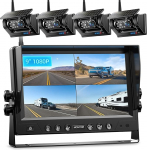 eRapta Magnetic Solar Wireless RV tagavarakaamera, 1080P 9-tolline puuteekraaniga IPS monitor ja 4 automaatselt sisse-v&auml;lja l&uuml;litatud tagurduskaamerat, 1 minutiline DIY paigaldus, tagurduskaamera haagise veoautole