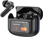 Puuteekraaniga Bluetooth-k&otilde;rvaklapid, k&otilde;rvaklapid, traadita Bluetooth 5.4 koos ANC+ENC m&uuml;rasummutusmikrofoniga, 48 tundi immersiivsed s&uuml;gavad bassik&otilde;rvaklapid 5 EQ-režiimiga, IP7 veekindel, tumedad mustad k&otilde;rvaklapid