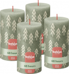 Bolsius Rustic Pillar Candles Silhouette - roheline prindiga - 4 tk - 13 x 7 cm - pikk p&otilde;lemisaeg - majapidamisk&uuml;&uuml;nal - sisaldab naturaalset taimset vaha - ei sisalda palmi&otilde;li.