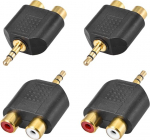 hankimise kaart 4tk 3.5mm mees 2 RCA naine Splitter adapter Must Stereo Audio Video kaabel