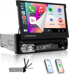 EZoneTronics 7-tolline Flip Out Car Radio 1DIN koos Carplay Android Auto puuteekraaniga autoraadio Bluetooth koos SWC Mirror Link EQ FM / RDS raadio Type-C USB AUX TF Card tagurduskaameraga