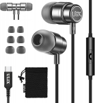 UliX Rider USB C k&otilde;rvaklapid, 5-aastane garantii iPhone 16 15 Pro Max Plus Samsung Galaxy S24 S23 Ultra S22 S21 FE S20 A53 A54, USB Type C k&otilde;rvaklapid mikrofoniga In-Ear koos kaabliga iPad Pro 2022 jaoks