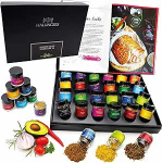 Hallingers Genuss Manufaktur Maitseainete kinkekomplekt koos kokaraamatuga - 24 Premium v&uuml;rtsi kogu maailmast, elegantne kinkekarp, k&auml;sitsi valmistatud, ideaalne kingiidee meestele ja naistele, ka s&uuml;nnip&auml;evaks ja j&otilde;uludeks.