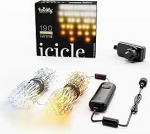 Twinkly Icicle 190 LED Valge LED-kaskadivalgustus v&auml;lis- ja siseruumides, nutikad LED-tuled valge v&auml;rvusega, &uuml;hilduvad Alexa, Google Home, IP44, rakenduse juhtimine, l&auml;bipaistev kaabel, 5,5 m