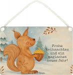 Mr. & Mrs. Panda uksekilp Orava j&otilde;ulukujundus DIN A4 - kingitus, head uut aastat, lind, r&otilde;&otilde;msat peret, j&otilde;ulutervitus, puust pilt, m&auml;rk koos &uuml;tlusega, seinatahvel.