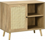 HOMCOM Kitchen Buffet Sideboard Living Room Kitchen Sideboard with Rattan Door and 2 Shelves for Dining Room 80 x 39 x 70 cm Natural