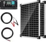 50 W p&auml;ikesepaneel 12 V komplekt: 2 x 25 W monokristalliline fotogalvaaniline p&auml;ikesemoodul koos 10 A laadimiskontrolleriga, 2 x pikenduskaabel ja 2 x krokodillklambrid telkimiseks, haagissuvila, haagissuvila, paadi jaoks.
