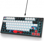 SOLIDEE juhtmega mehaaniline m&auml;nguklaviatuur 75%, kuumvahetatav mehaaniline klaviatuuri tihendistruktuur, RGB taustavalgustus, QWERTY 82 klahvi TKL m&auml;nguklaviatuur koos p&ouml;&ouml;rdnupuga (82 Black_White)