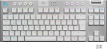 Logitech G915 LIGHT SPEED TKL traadita mehaaniline m&auml;nguklaviatuur ilma numbriklahvistikata, taktiline GL-nupu l&uuml;liti madala profiiliga LIGHTSYNC RGB, Ultra Slim, 40 tundi kestev aku, QWERTY, valge