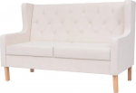 GuyAna 2-Seater Sofa Fabric Cream White Couch Lounge Couch Sofa Small for Living Room Bedroom