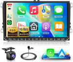 【8 Kern 4+64G】 Qualcomm Snapdragon Autoradio Carplay f&uuml;r VW Golf 5 Polo Skoda, 9 Zoll Touchscreen Android Autoradio mit Android Auto/Bluetooth 5.1/RDS/FM/DSP/SWC/GPS/WiFi+R&uuml;ckfahrkamera