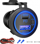 83W 12V USB pistikupesa, 18W QC 3.0 USB A & 65W PD USB C autolaadija pistikupesa koos ON OFF l&uuml;litiga autole Golf Cart Boat Marine Bus Truck RV Marine mootorratas